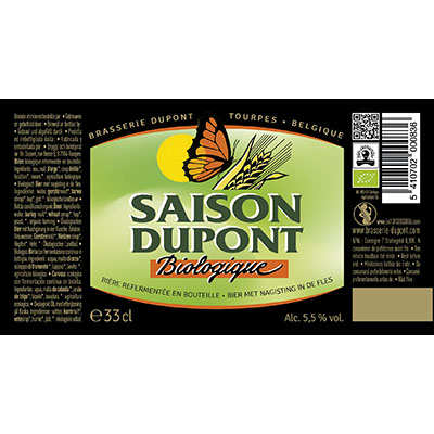 5410702000836 Saison Dupont Bio<sup>1</sup> - 33cl Bière biologique refermentée en bouteille (contrôle BE-BIO-01) Sticker Front